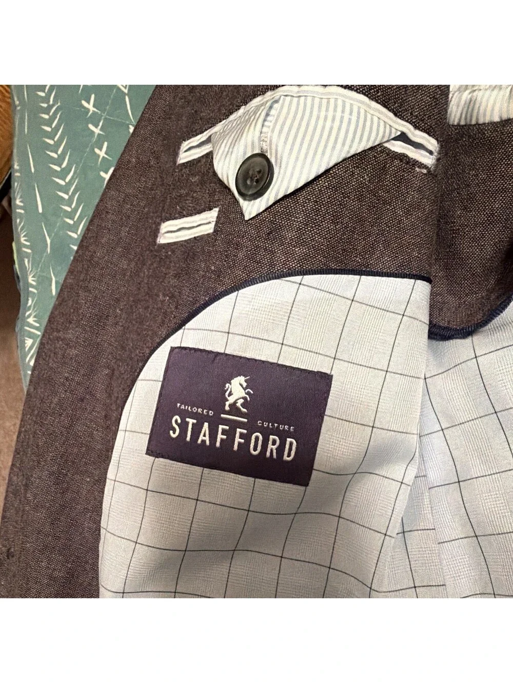 Stafford Men’s Classic Fit Gray Tweed Sport Coat Jacket 48R Linen Cotton
